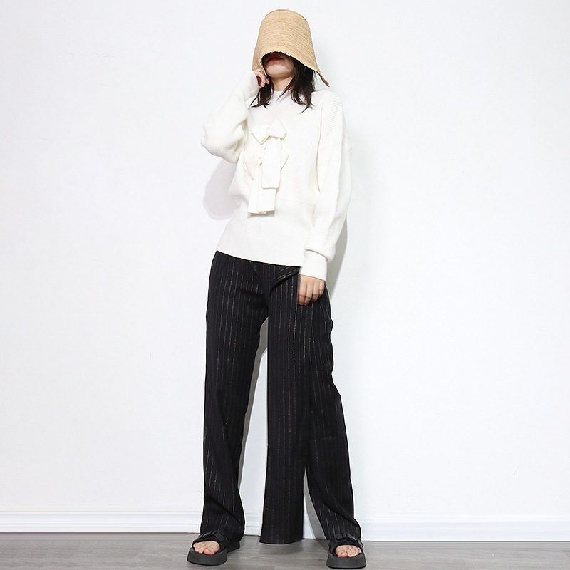 TWOTWINSTYLE turtleneck pullover bowknot sweater