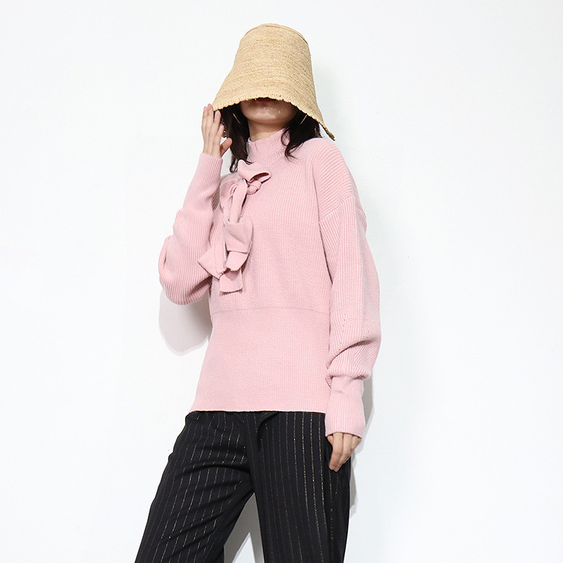 TWOTWINSTYLE turtleneck pullover bowknot sweater