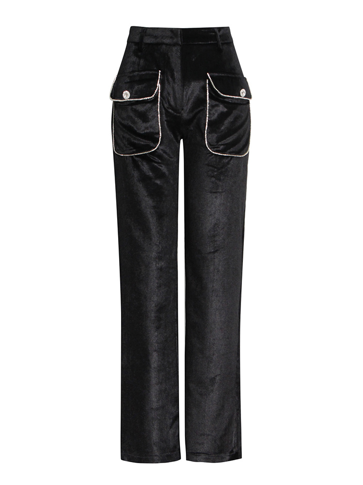 TWOTWINSTYLE Black Full Length Trousers For Women High Waist Loose