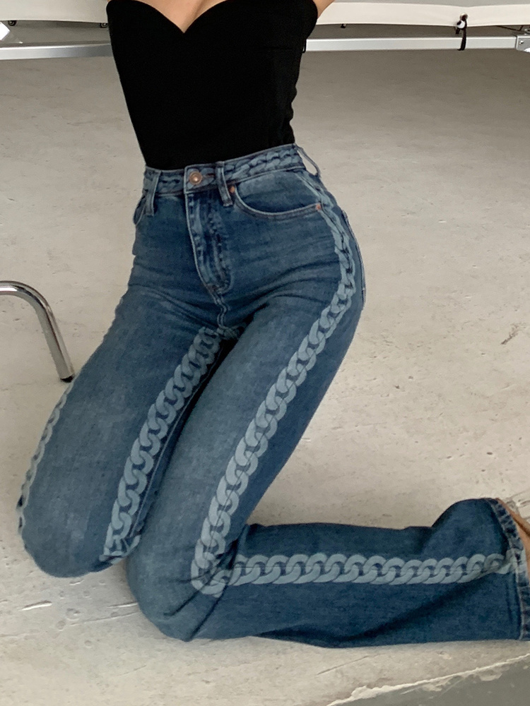 TWOTWINSTYLE Sexy Hot Skinny Denim Trousers For Women High Waist Patchwork Colorblock Long Flare Jeans Female 2022 Spring Fashion Clothes