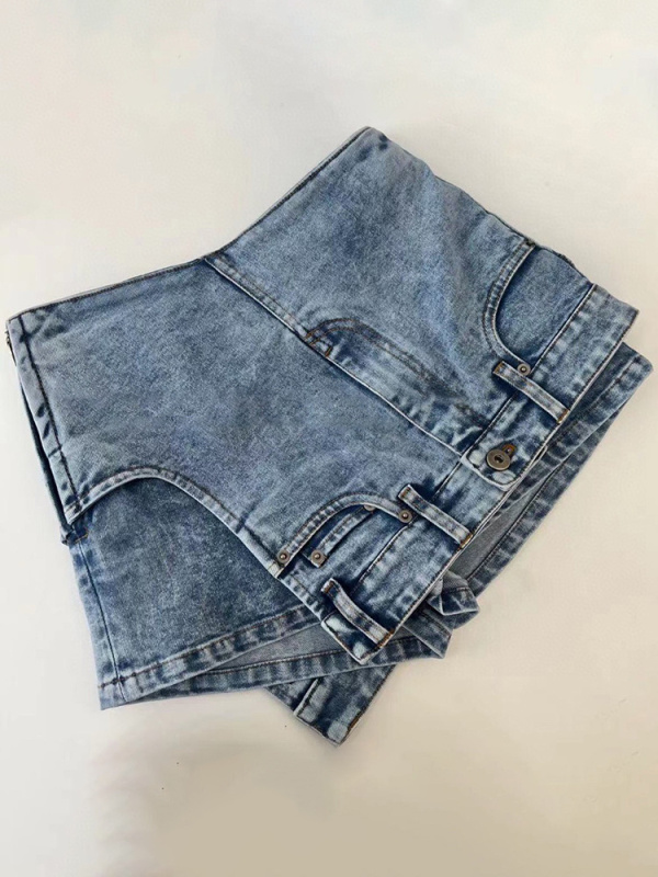 TWOTWINSTYLE Patchwork Asymmetrical Short Pants For Women High Waist Straight Solid Minimalist Shorts Skirts Female Summer 2022