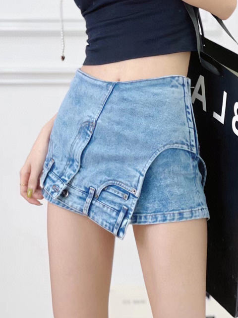 TWOTWINSTYLE Patchwork Asymmetrical Short Pants For Women High Waist Straight Solid Minimalist Shorts Skirts Female Summer 2022