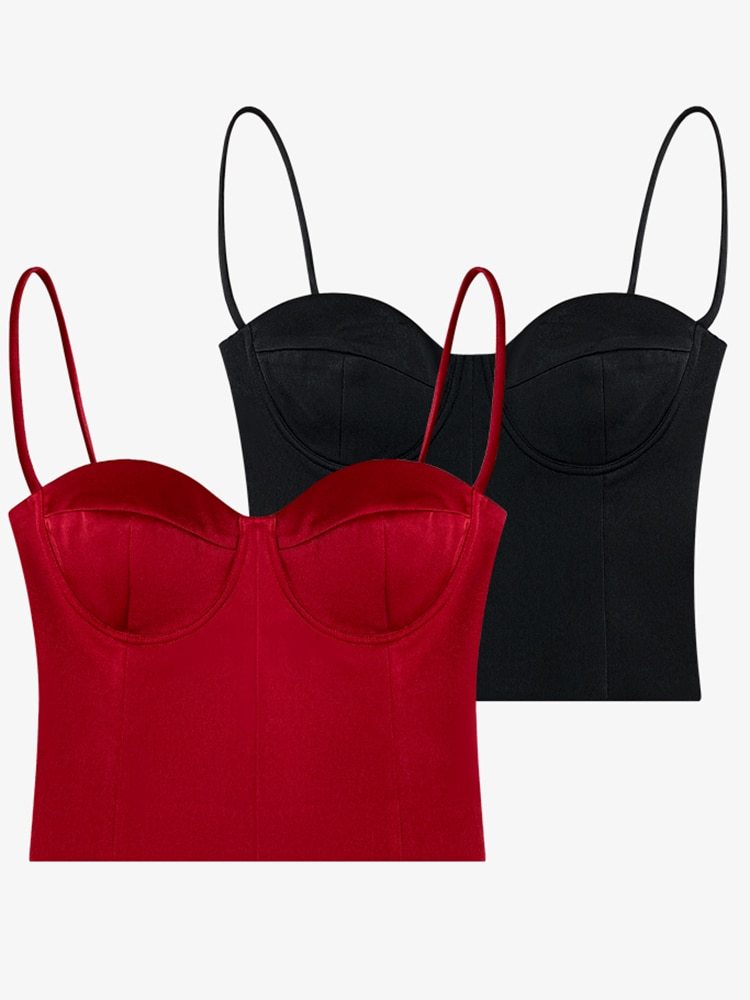 TWOTWINSTYLE Patchwork Zipper Tank Tops For Women Square Collar Sleeveless Solid Minimalist Slim Camis Female Summer Clothes New