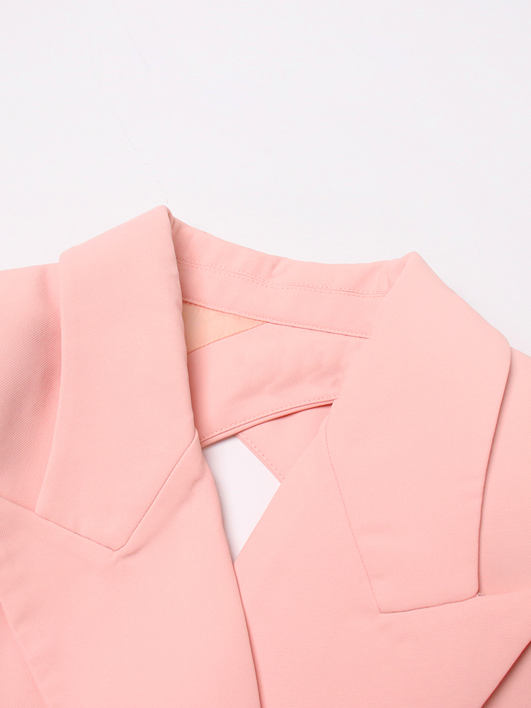 TWOTWINSTYLE Backless Sexy Bodysuits For Women Notched Collar Long Sleeve Shoulder Pad Solid Minimalist One-piece Suit Jacket Female 2023 New Fashion