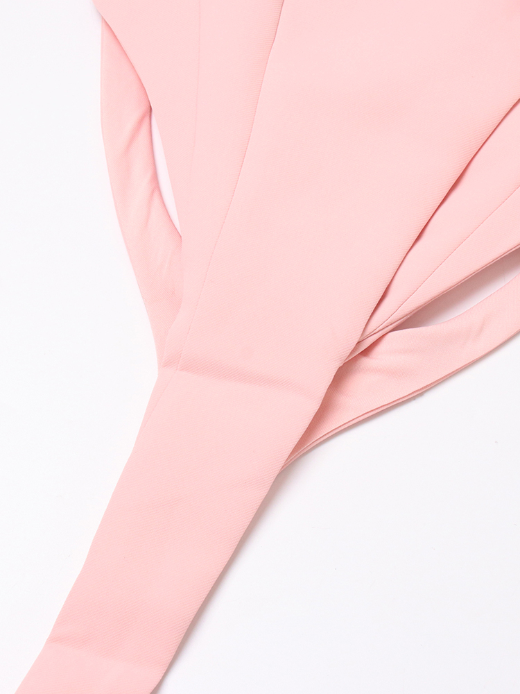 TWOTWINSTYLE Backless Sexy Bodysuits For Women Notched Collar Long Sleeve Shoulder Pad Solid Minimalist One-piece Suit Jacket Female 2023 New Fashion