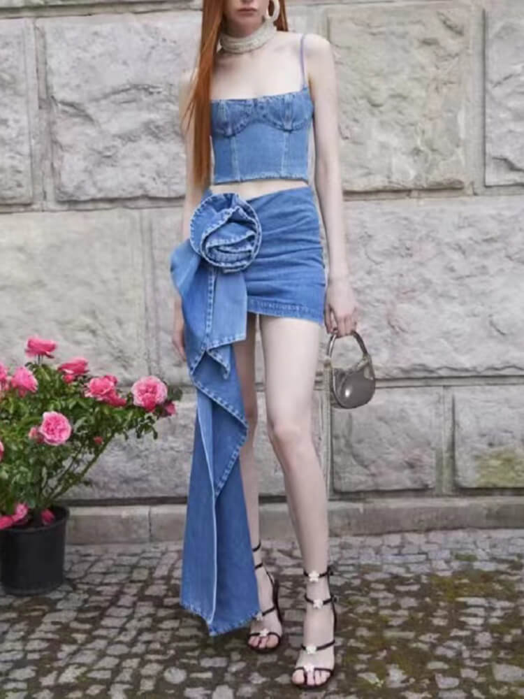 TWOTWINSTYLE Temperament Skirts For Women High Waist Folds Printing Elegant A Line Sweet Style Skirt Female Fashion Clothing New