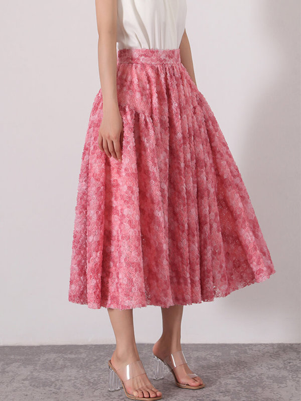 TWOTWINSTYLE Temperament Skirts For Women High Waist Folds Printing Elegant A Line Sweet Style Skirt Female Fashion Clothing New