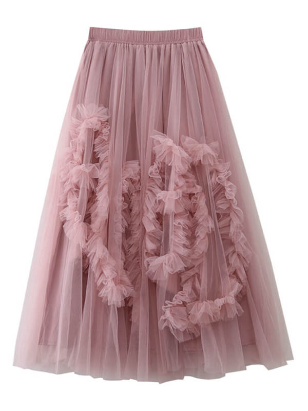 TWOTWINSTYLE Hollow Out Dresses For Women Round Neck Short Sleeve High Waist Folds Elegant Dress Female Fashion Clothing 2023