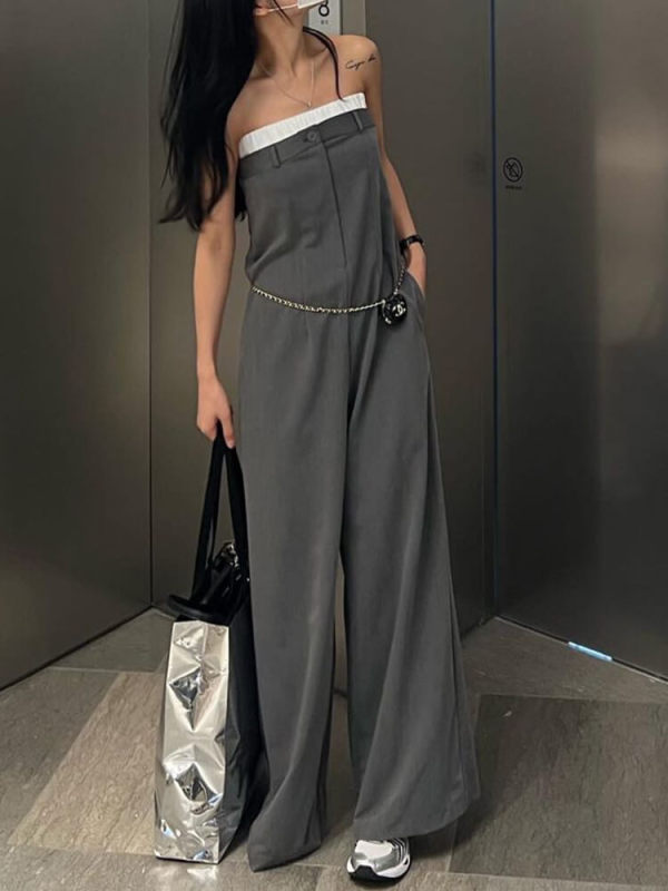 TWOTWINSTYLE Summer Slim Dress For Women Round Neck Sleeveless High Waist Spliced Pockets Long Dresses Female Clothing 2023 New