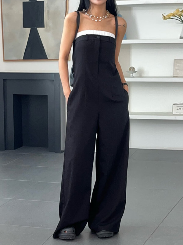 TWOTWINSTYLE Summer Slim Dress For Women Round Neck Sleeveless High Waist Spliced Pockets Long Dresses Female Clothing 2023 New