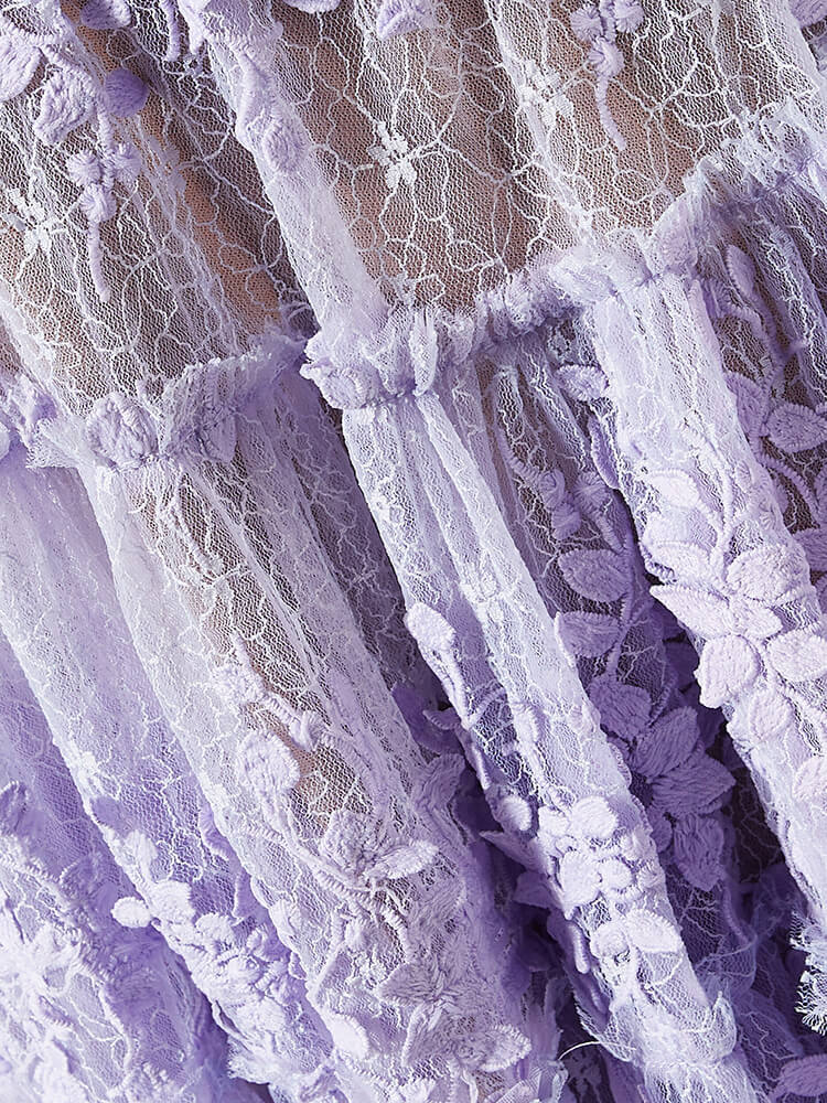 TWOTWINSTYLE Tiered Lace Applique Mini Dress for women 2023 new summer minidress