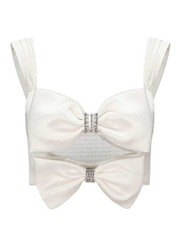 Hollow out suspender 23 Spring/Summer New Bow Satin Glossy Soft Top