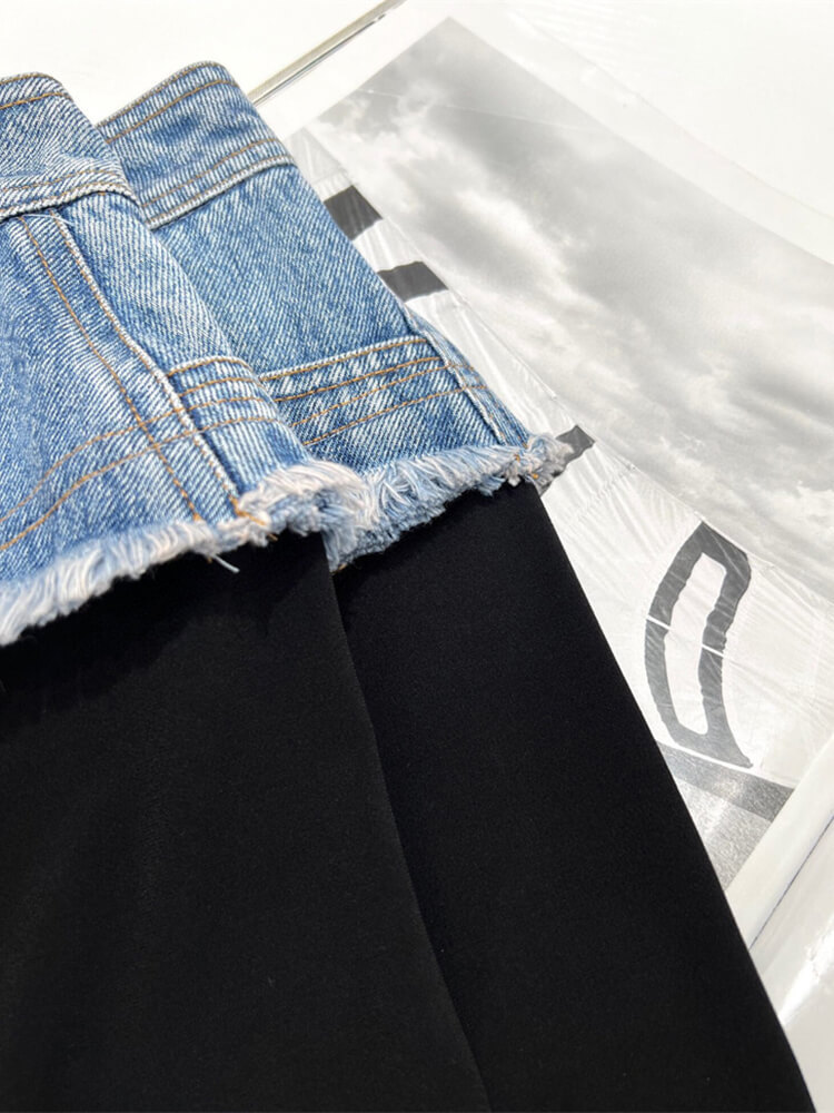 TWOTWINSTYLE Hot Color  Skirts For Women High Waist Patchwork Pocket Casual  Loose  Spicied  Denim Skirt  Female Clothing  News