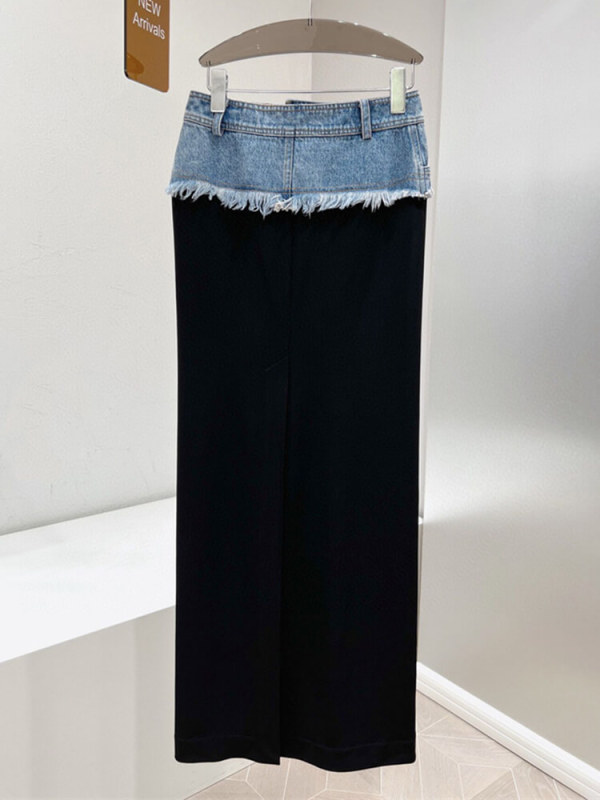 TWOTWINSTYLE Hot Color  Skirts For Women High Waist Patchwork Pocket Casual  Loose  Spicied  Denim Skirt  Female Clothing  News