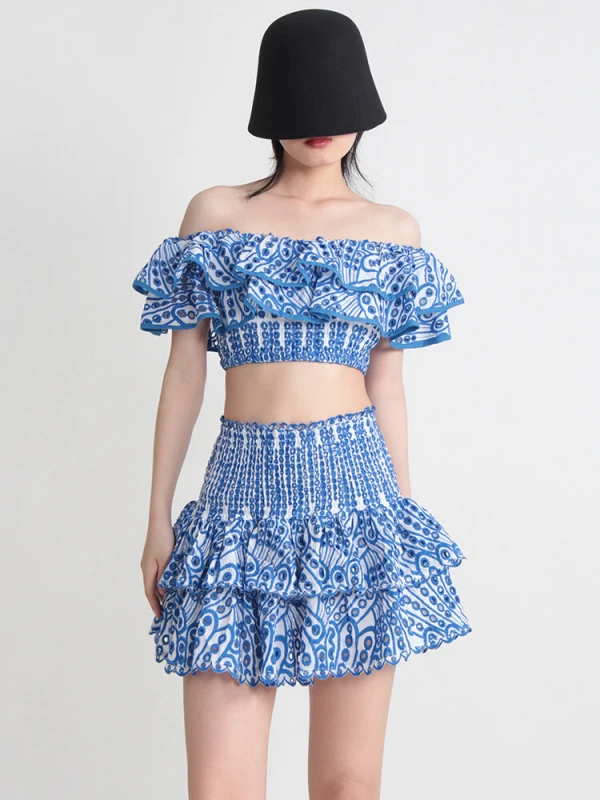 TOWTWINSTYLE Seven point Off Shoulder Sexy Hybrid Cotton Women's skirt Set 2023 New