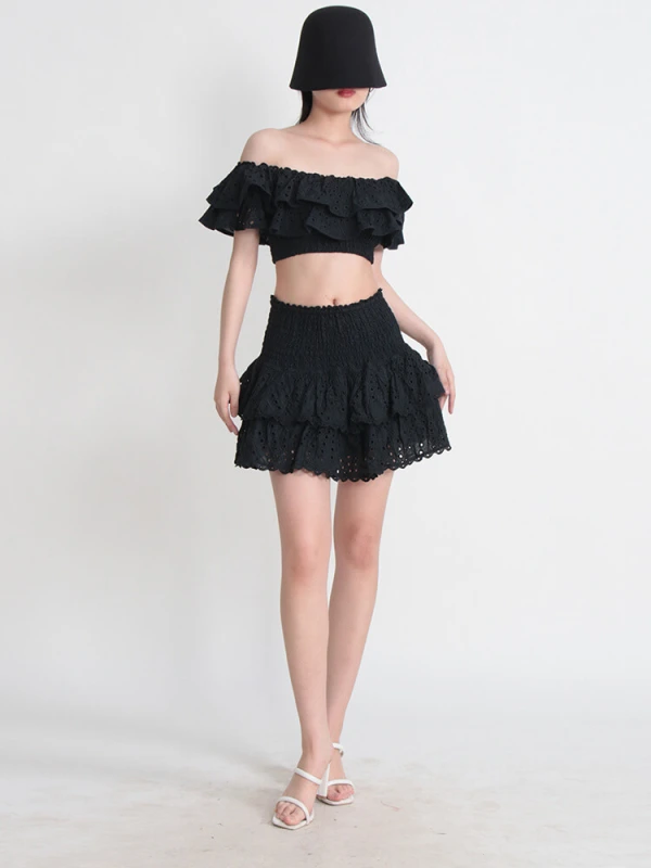 TOWTWINSTYLE Seven point Off Shoulder Sexy Hybrid Cotton Women's skirt Set 2023 New