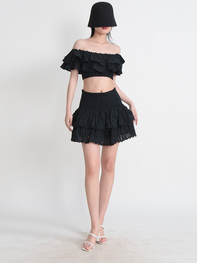 TOWTWINSTYLE Seven point Off Shoulder Sexy Hybrid Cotton Women's skirt Set 2023 New