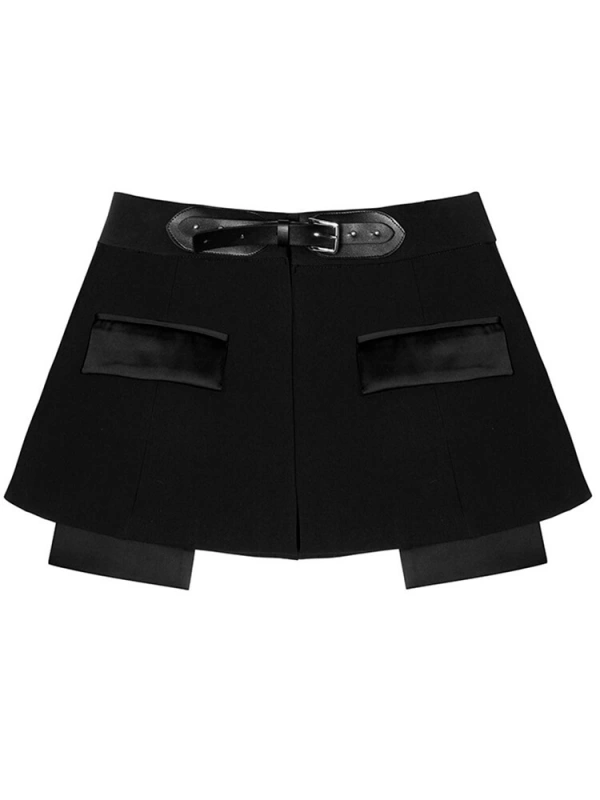 TWOTWINSTYLE Minimalist Pockets Belt Pants For Women  High Waist  Spliced  Wide Leg Pants Streetwear  Solid Trousers Famle 2023