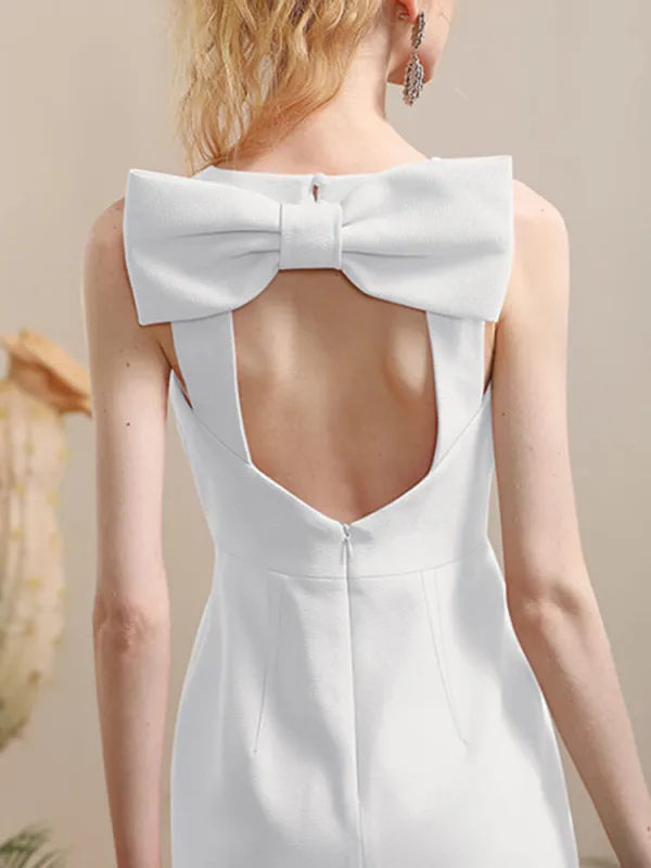TWOTWINSTYLE Hollow Out Dresses For Women Square Collar Sleeveless High Waist Spliced Bow Dress Female Fashion Clothing 2023 New