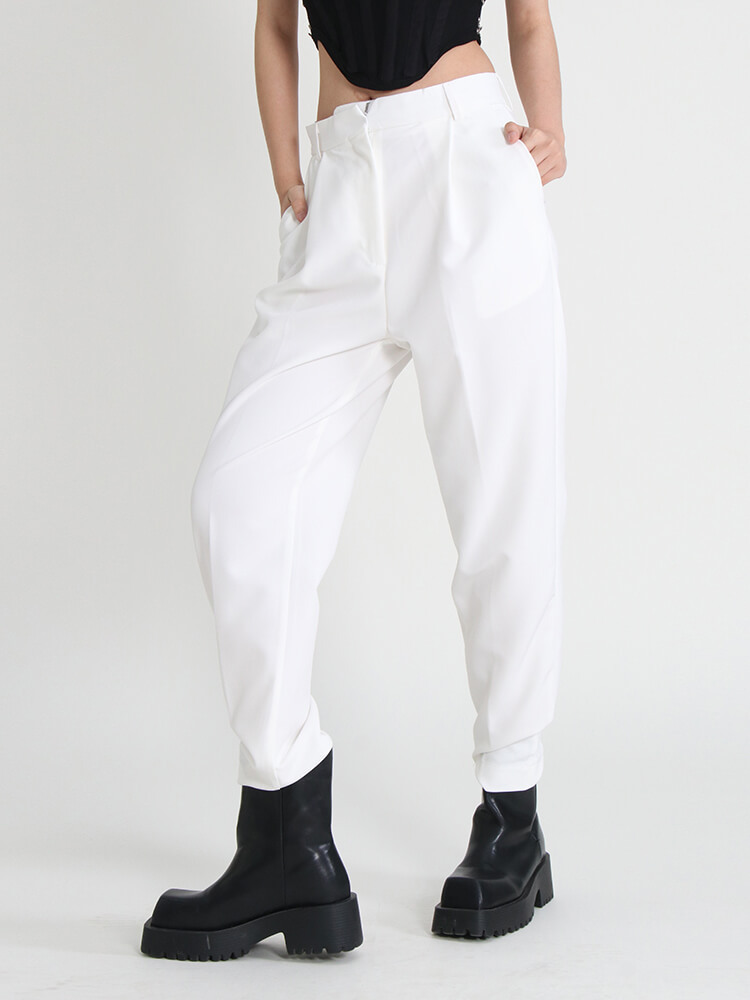 TWOTWINSTYLE Solid Harem Pants For Women High Waist Minimalist Ruched Long Trousers Female Fashion Casual 2022 Autumn Clothing