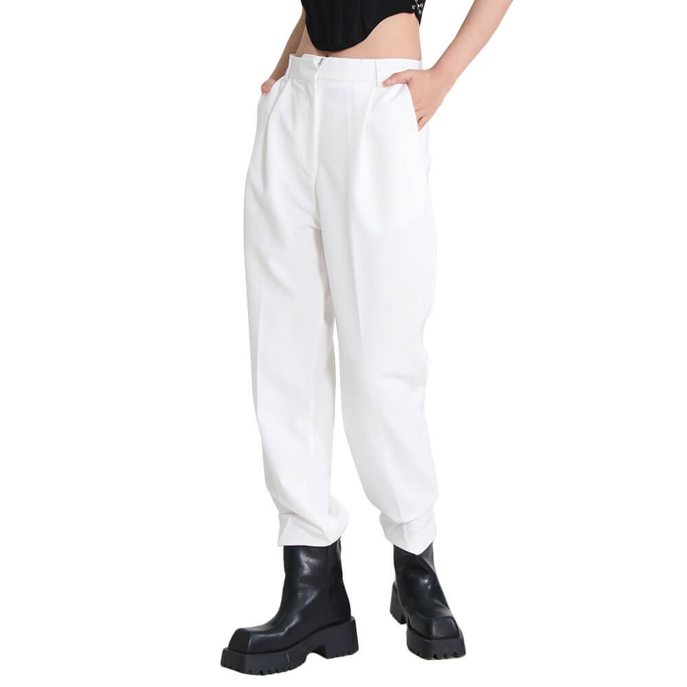 TWOTWINSTYLE Solid Harem Pants For Women High Waist Minimalist Ruched Long Trousers Female Fashion Casual 2022 Autumn Clothing