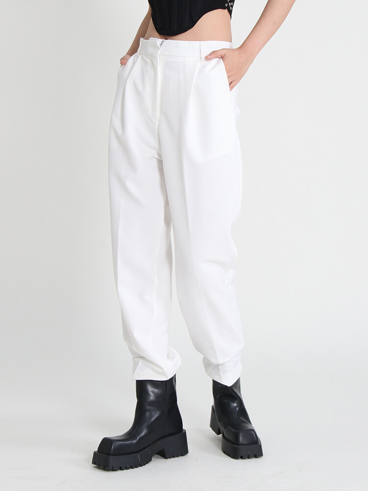 TWOTWINSTYLE Solid Harem Pants For Women High Waist Minimalist Ruched Long Trousers Female Fashion Casual 2022 Autumn Clothing
