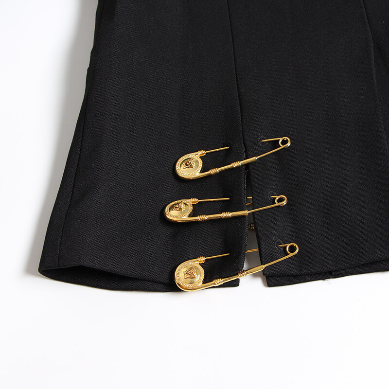 TWOTWINSTYLE  Patchwork Metal Buckle Slimming Blazers For Women Notched Collar Long Sleeve Solid Split Casual Blazer Female Clothes