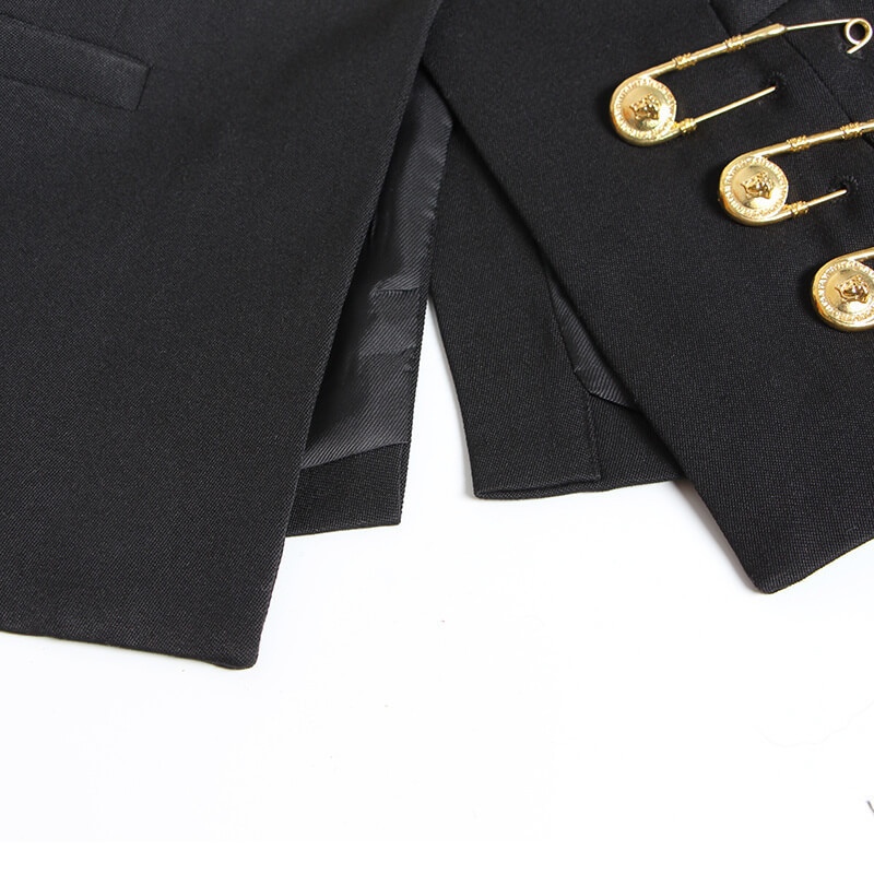 TWOTWINSTYLE  Patchwork Metal Buckle Slimming Blazers For Women Notched Collar Long Sleeve Solid Split Casual Blazer Female Clothes