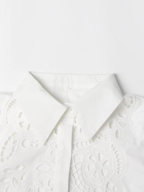 TWOTWINSTYLE Embroidery Elegant Dresses For Women Lapel Short Sleeve High Waist Bandage Hollow Out A Line Midi Dress Female Summer