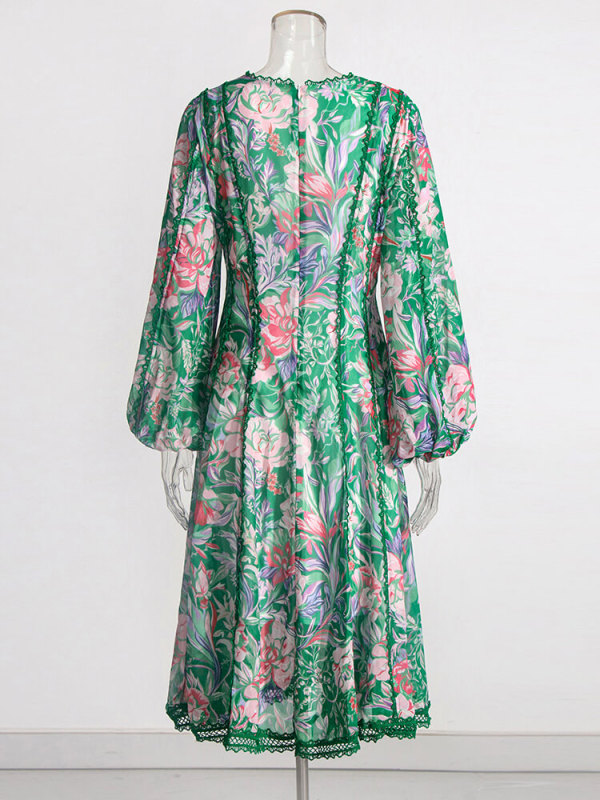 TWOTWINSTYLE Print Vintage Dresses For Women V Neck Lantern Sleeve High Waist Tunic Slim  Ruched Summer Mini Dress Female 2023