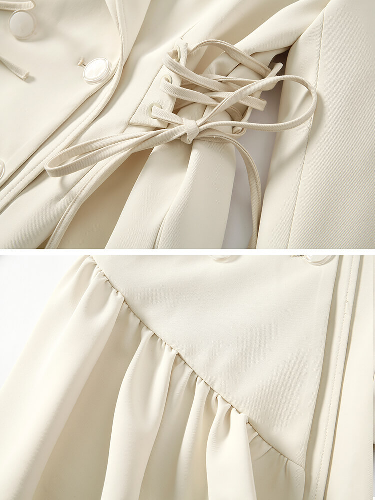 TWOTWINSTYLE  Mini  Solid Lace Up Dresses For Women Notched Collar Long Sleeve High Waist Tunic Irregular  Dress Female Fashion