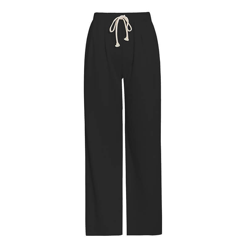 TWOTWINSTYLE Casual Loose Wide Leg Pants For Women High Waist Patchwork Drawstring Autumn Trousers Female Fashion Clothing New