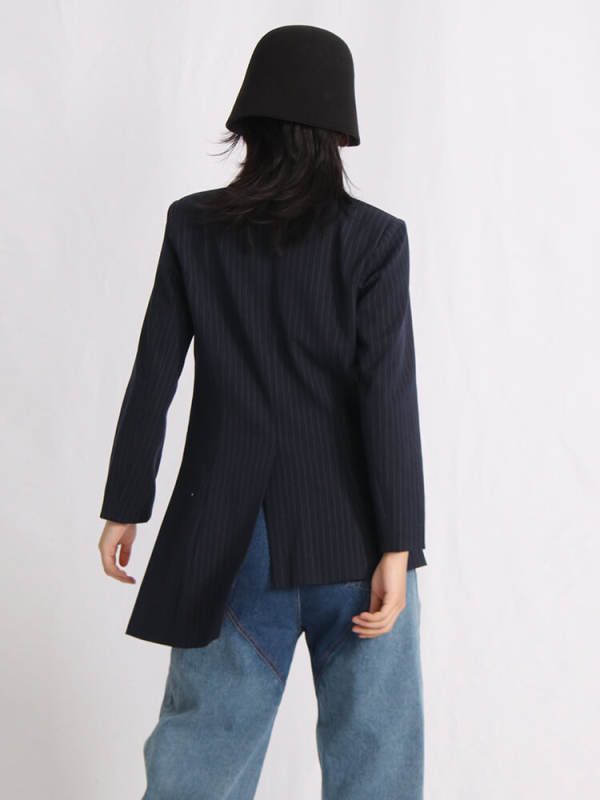 TWOTWINSTYLE Hit Color Casual Blazers For Women Notched Collar Long Sleeve Patchwork Button Irregular Blazer Female Clothing New