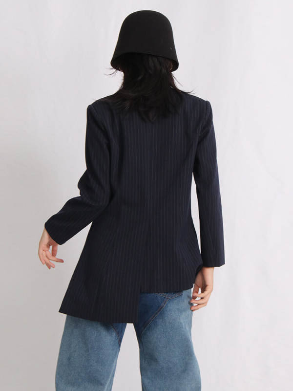 TWOTWINSTYLE Hit Color Casual Blazers For Women Notched Collar Long Sleeve Patchwork Button Irregular Blazer Female Clothing New