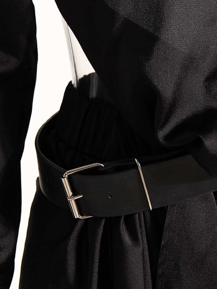 TWOTWINSTYLE Solid Slimming Two Piece Sets For Women Lapel Long Sleeve Shirt High Waist Irregular Skirt High Street Set Female