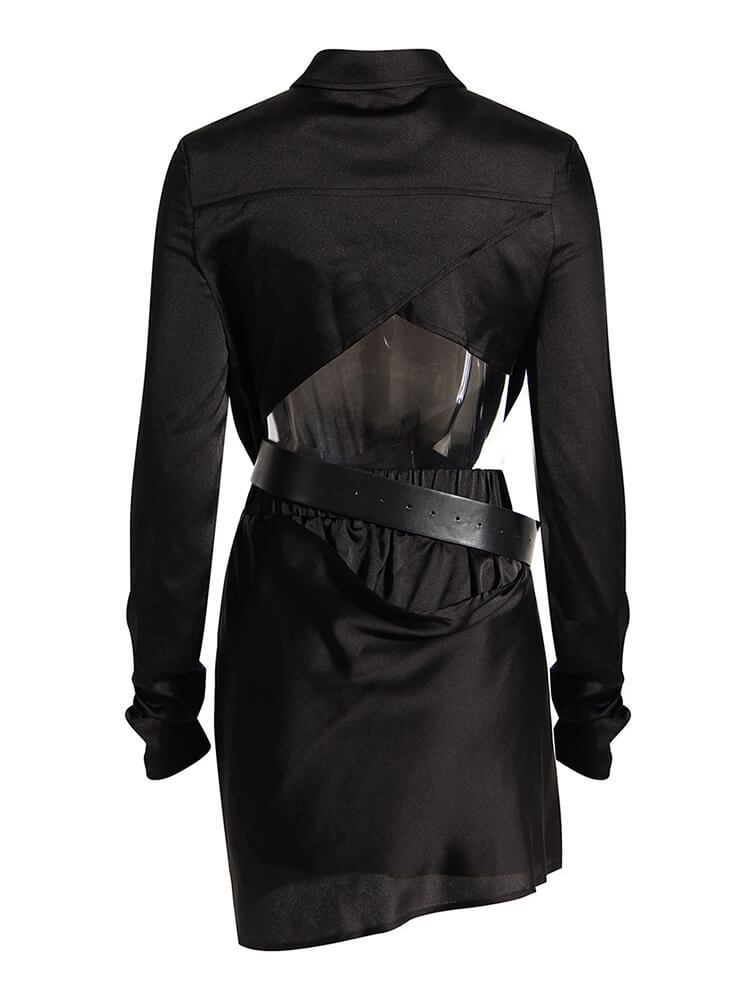 TWOTWINSTYLE Solid Slimming Two Piece Sets For Women Lapel Long Sleeve Shirt High Waist Irregular Skirt High Street Set Female