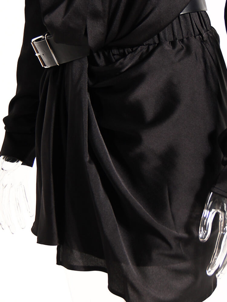 TWOTWINSTYLE Solid Slimming Two Piece Sets For Women Lapel Long Sleeve Shirt High Waist Irregular Skirt High Street Set Female