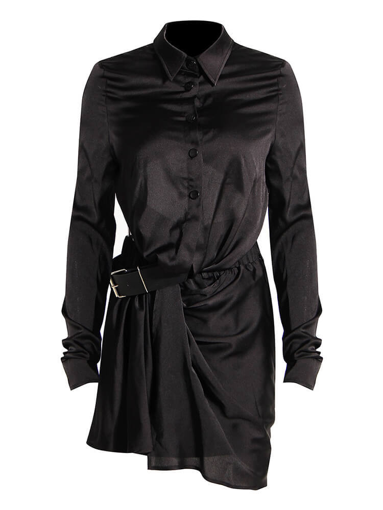 TWOTWINSTYLE Solid Slimming Two Piece Sets For Women Lapel Long Sleeve Shirt High Waist Irregular Skirt High Street Set Female