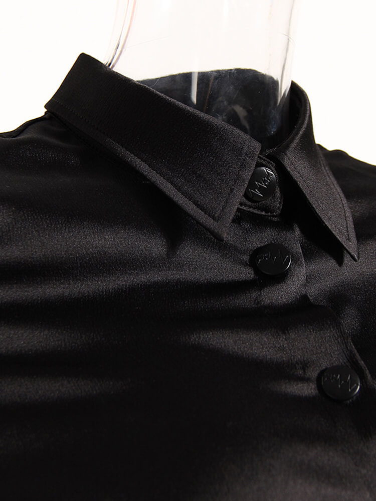 TWOTWINSTYLE Solid Slimming Two Piece Sets For Women Lapel Long Sleeve Shirt High Waist Irregular Skirt High Street Set Female