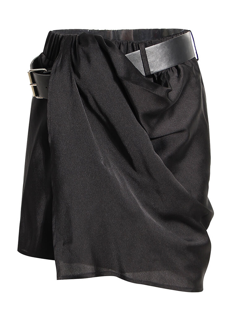 TWOTWINSTYLE Solid Slimming Two Piece Sets For Women Lapel Long Sleeve Shirt High Waist Irregular Skirt High Street Set Female