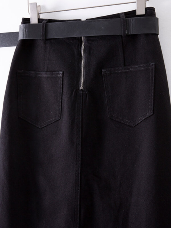 TWOTWINSTYLE Patchwork Pockets Two Piece Sets For Women O Neck Sleeveless Tank Top High Waist Slimming Skirt Solid Set Female