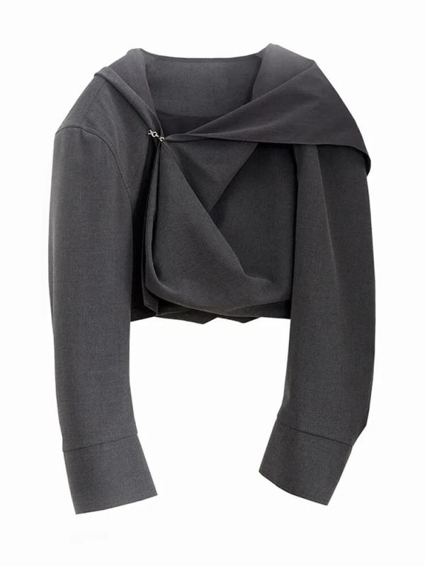 TWOTWINSTYLE Solid Jackets For Women Hooded Long Sleeve Patchwork Folds Casual Loose Jacket Female Fashion Style Clothing 2023
