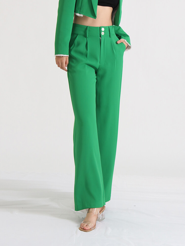 TWOTWINSTYLE Colorblock Two Piece Sets For Women Notched Collar Long Sleeve Blazer High Waist Loose Pant Minimalist Set Female