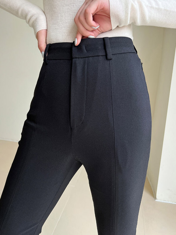 TWOTWINSTYLE Minimalist Plain Pencil Pants For Women High Waist Skinny Casual Bottom Split Trousers Female Fashion Spring 2023