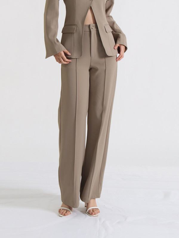 TWOTWINSTYLE Solid Three Piece Sets For Women Notched Collar Sleeveless Tops Long Sleeve Blazer High Waist Pant Chic Set Female