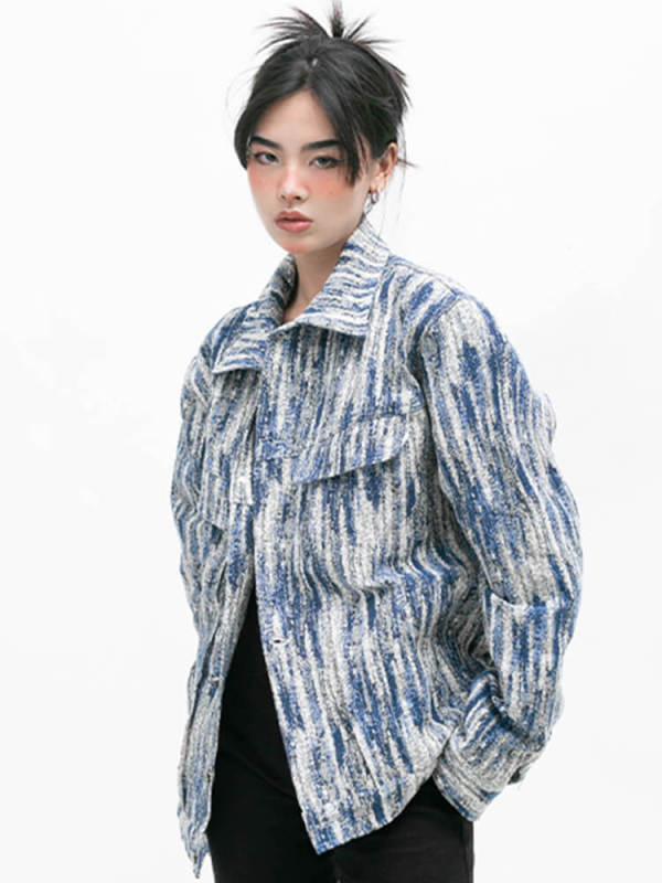 TWOTWINSTYLE Patchwork Single Breasted Denim Jackets For Women Lapel Long Sleeve Casual Loose Hit Color Jacket Female Fashion