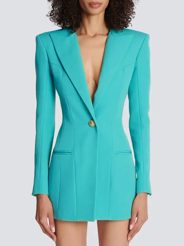 TWOTWINSTYLE Slim Solid Blazers For Women Notched Collar Long Sleeves Single Button Spliced Zipper Elegant Blazer Female Fashion