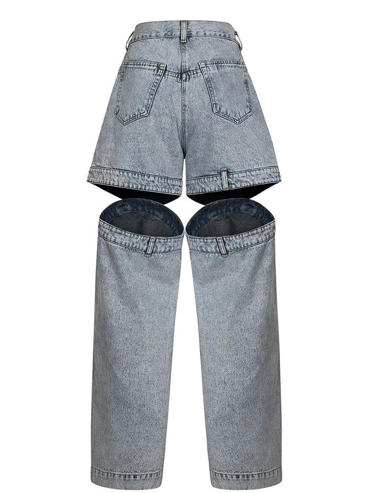 TWOTWINSTYLE Chic Spliced Zipper Jeans For Women High Waist Patchwork Pockets Cut Out Casual Jean Female Fashion Clothing 2023