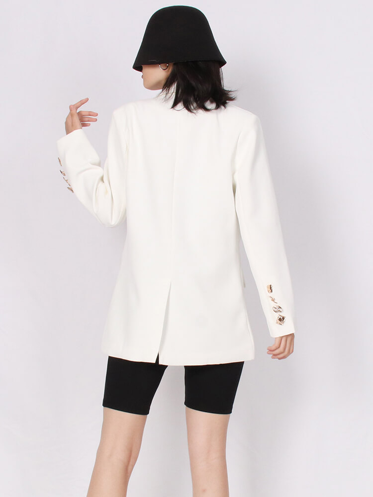 TWOTWINSTYLE Solid Minimalist Coats For Women Notched Collar Long Sleeve Double Breasted Loose Blazers Female 2022 Fashion Style