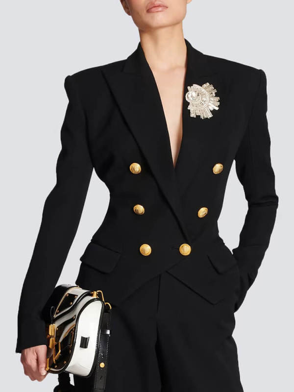 TWOTWINSTYLE Solid Casual Blazers For Women Notched Collar Double Breasted Clothing